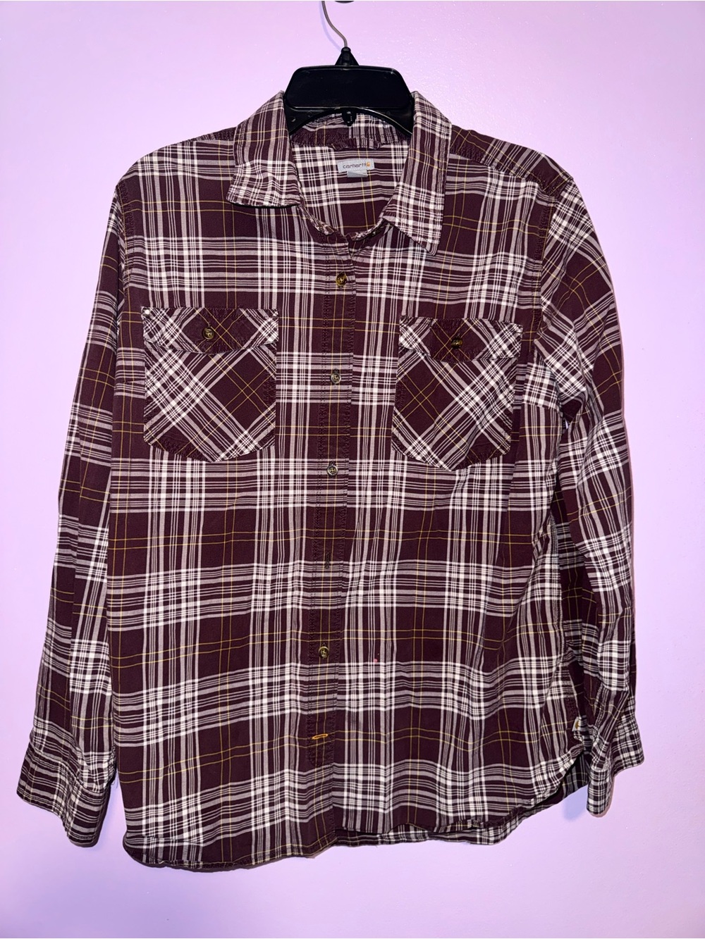 Women’s Burgundy Plaid Button-Up Shirt